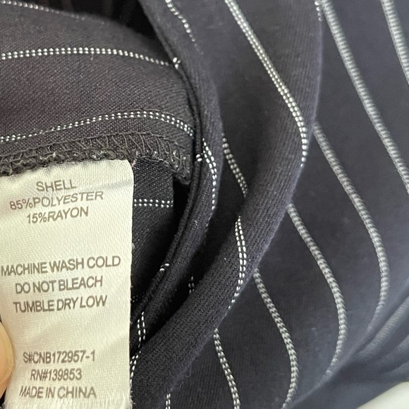 Navy Pinstripe Jumpsuit Navy Blue White Striped Romper Size M - Picture 14 of 14